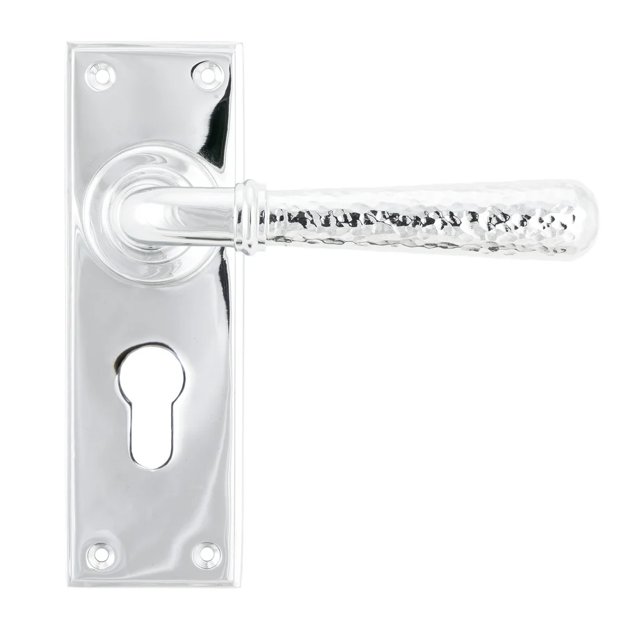 FTA 46216 POLISHED CHROME HAMMERED NEWBURY LEVER EURO LOCK SET