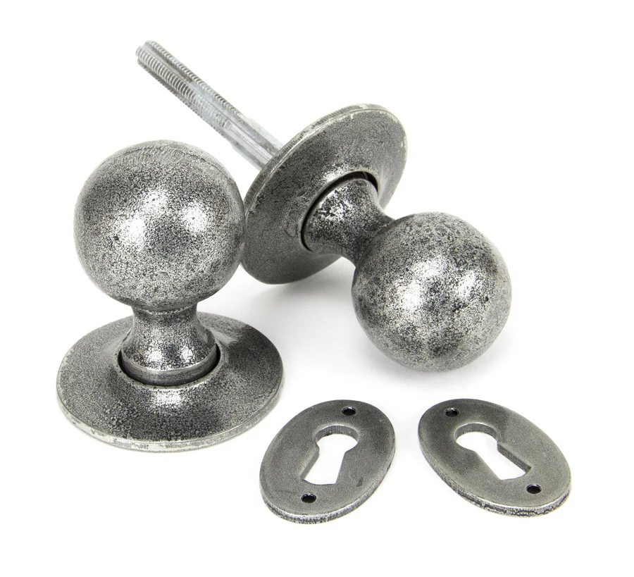 FTA 33778 PEWTER ROUND MORTICE/RIM KNOB SET