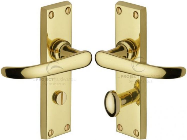 VICTORIAN STRAIGHT LEVER BATHROOM ON PLATE POLISHED BRASS