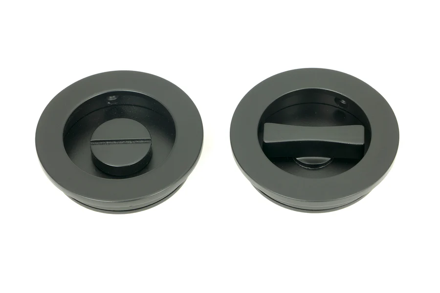 FTA 50220 MATT BLACK 60MM PLAIN ROUND PULL - PRIVACY SET