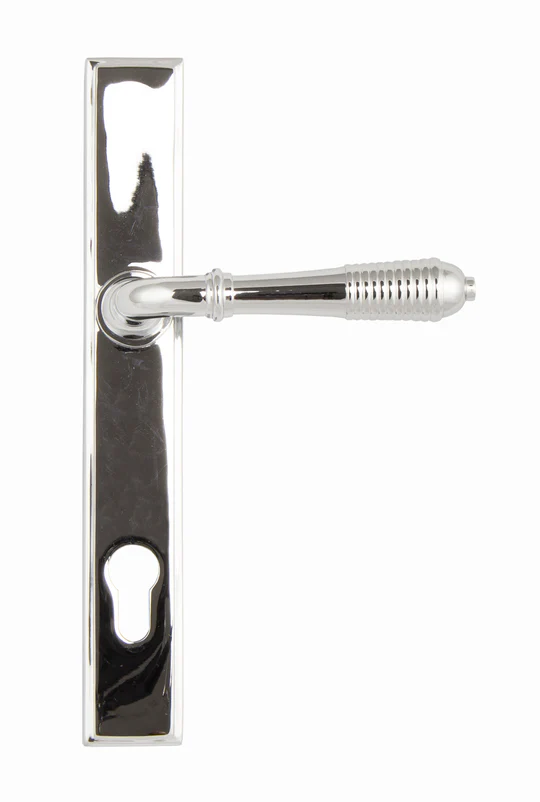 FTA 33305 POLISHED CHROME REEDED SLIMLINE LEVER ESPAG. LOCK SET