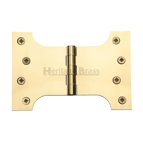 SOLID DRAWN PARLIAMENT HINGE 4" X 6" POLISHED BRASS (PAIR)