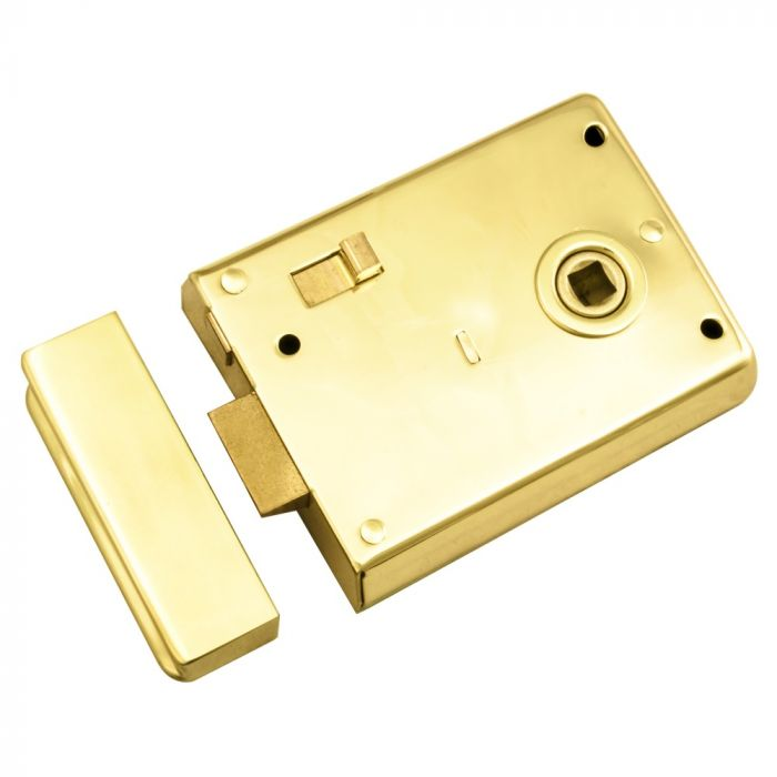 TRADITIONAL RIM LATCH 102 X 76MM POLISHED BRASS