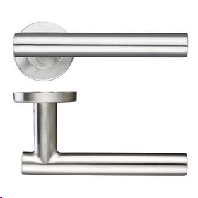 19MM STRAIGHT T-BAR LEVER ON 52MM ROUND ROSE GRADE 201 STAINLESS STEEL