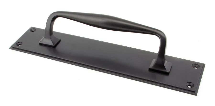 FTA 45382 AGED BRONZE 300MM ART DECO PULL HANDLE ON BACKPLATE