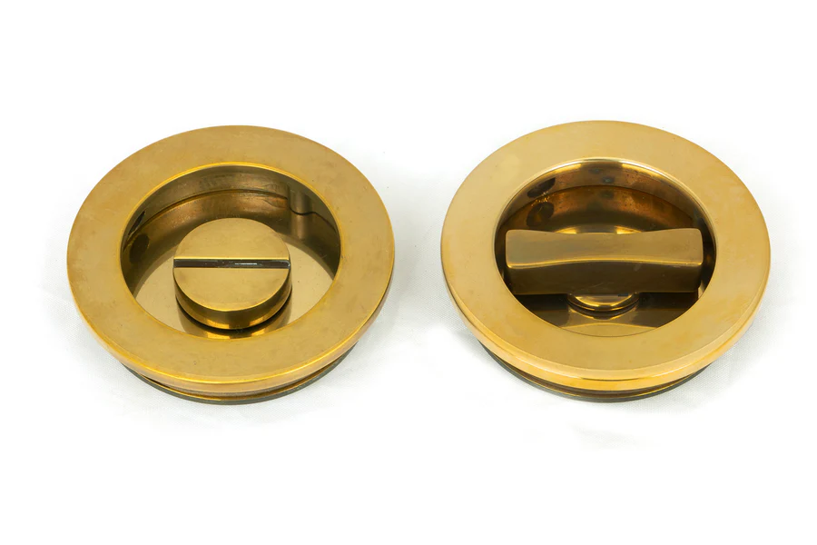 FTA 48330 AGED BRASS 60MM PLAIN ROUND PULL - PRIVACY SET