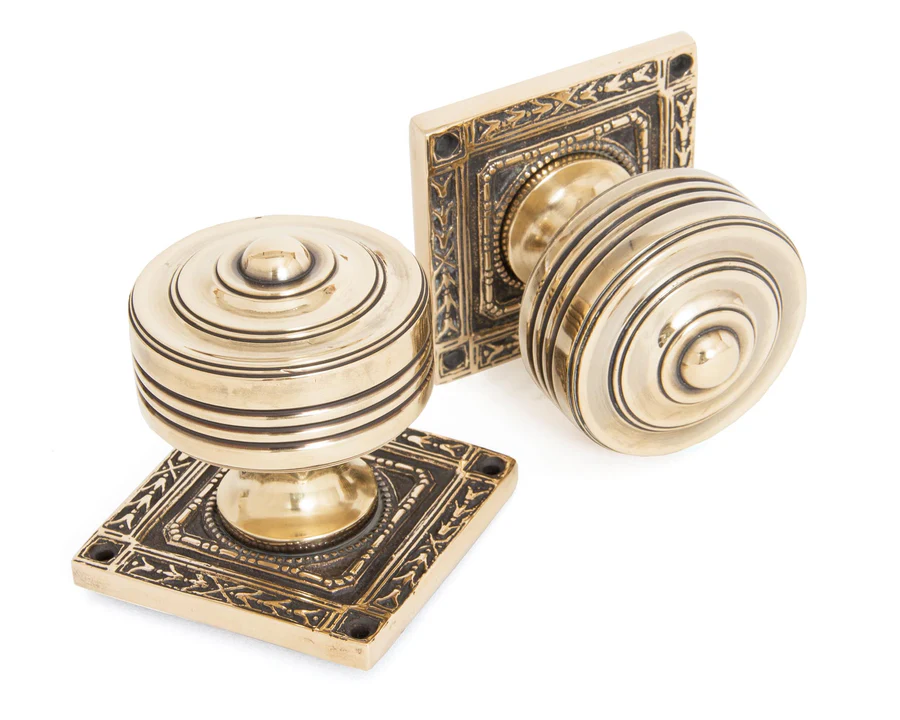 FTA 83860 AGED BRASS TEWKESBURY SQUARE MORTICE KNOB SET