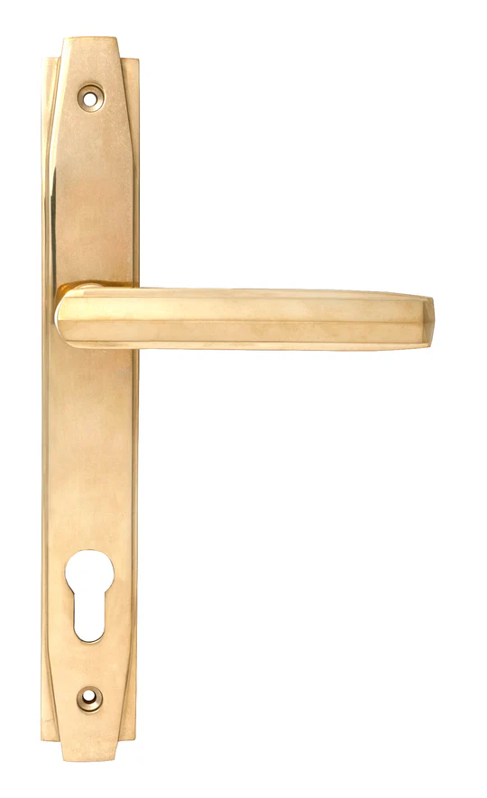 FTA 51185 POLISHED BRASS ART DECO SLIMLINE LEVER ESPAG. LOCK SET