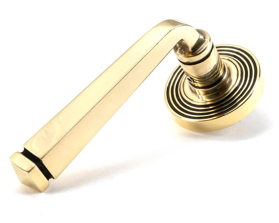 FTA 49947 AGED BRASS AVON ROUND LEVER ON ROSE SET (BEEHIVE) - UNSPRUNG