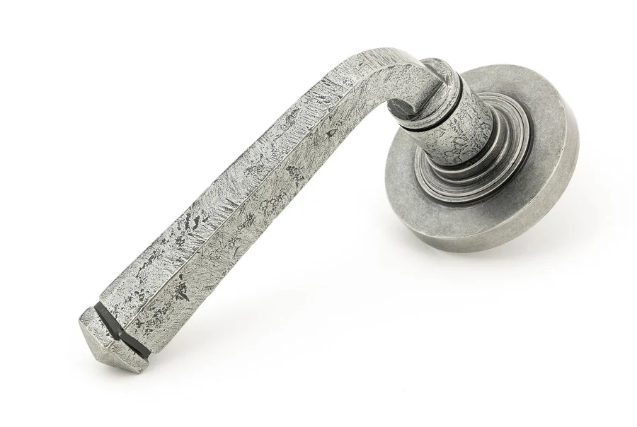 FTA 49965 PEWTER AVON ROUND LEVER ON ROSE SET (PLAIN) - UNSPRUNG