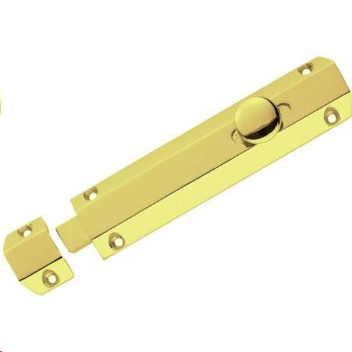 SURFACE BOLT (WITH EXTRUDED, FLAT & ANGLE KEEP) 102 X 36MM POLISHED BRASS