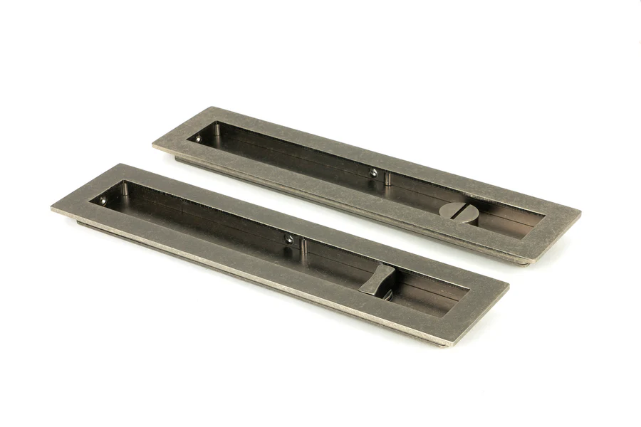 FTA 50177 PEWTER 250MM PLAIN RECTANGULAR PULL - PRIVACY SET