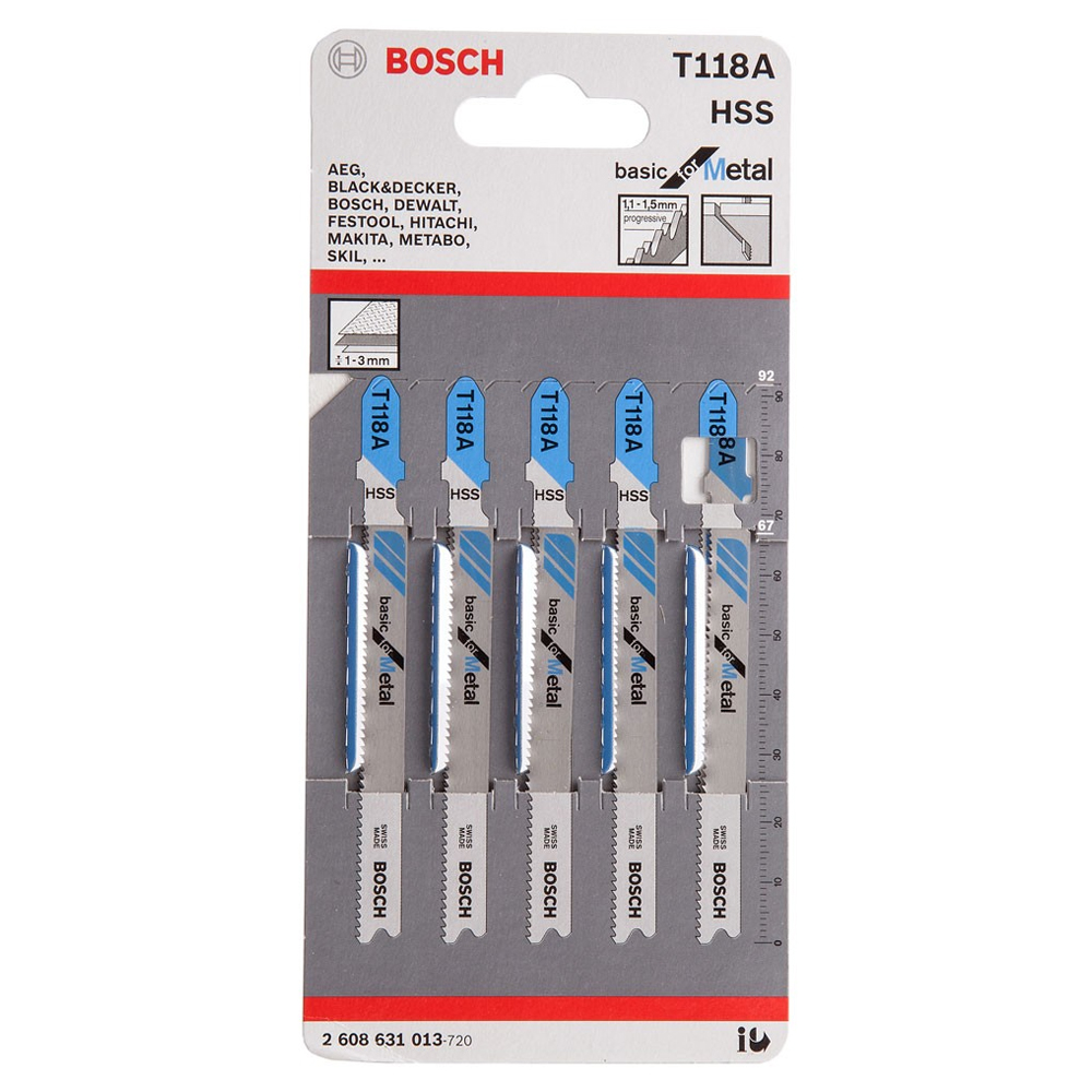 JIGSAW BLADES - BASIC FOR METAL T118A (PACK OF 5)