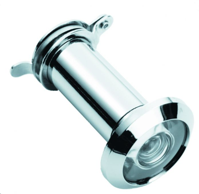 DOOR VIEWER 180 DEGREE - PLASTIC LENS 13.7MM DIA POLISHED CHROME