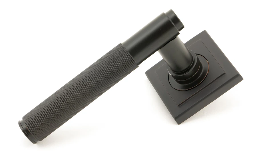 FTA 50102 AGED BRONZE BROMPTON LEVER ON ROSE SET (SQUARE) - UNSPRUNG