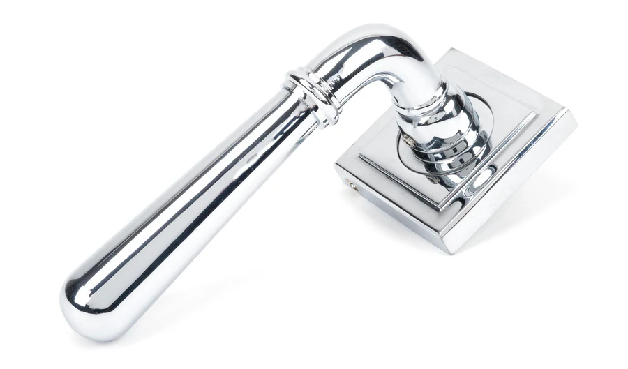 FTA 50024 POLISHED CHROME NEWBURY LEVER ON ROSE SET (SQUARE) - UNSPRUNG