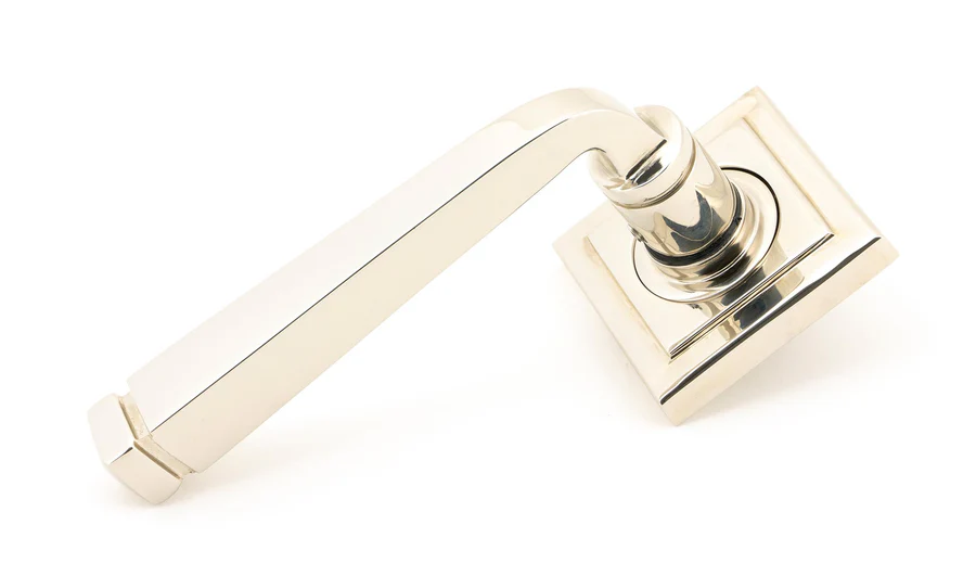 FTA 49956 POLISHED NICKEL AVON ROUND LEVER ON ROSE SET (SQUARE) - UNSPRUNG