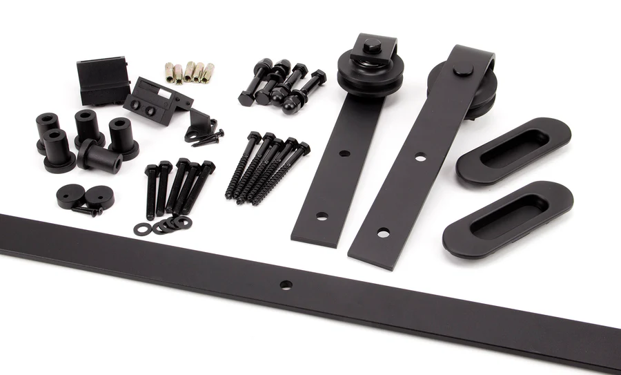 FTA 91794 100KG BLACK SLIDING DOOR HARDWARE KIT (3M TRACK)