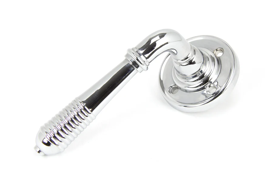FTA 50088 POLISHED CHROME REEDED LEVER ON ROSE SET - UNSPRUNG