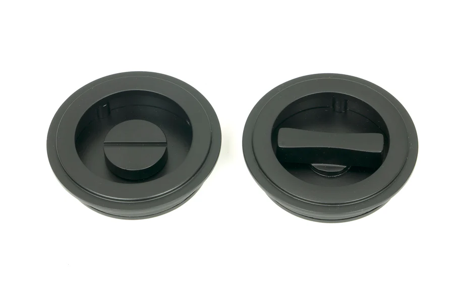 FTA 50219 MATT BLACK 75MM ART DECO ROUND PULL - PRIVACY SET