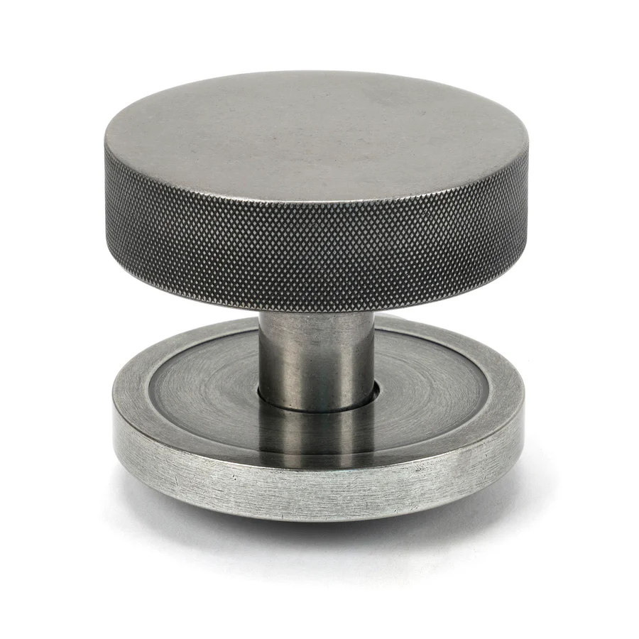 FTA 46802 PEWTER BROMPTON MORTICE/RIM KNOB SET (PLAIN)