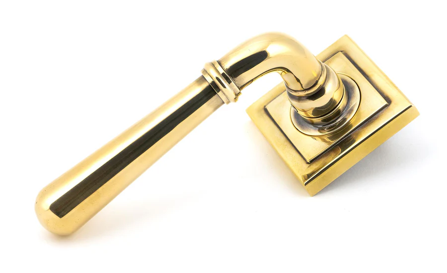 FTA 50020 AGED BRASS NEWBURY LEVER ON ROSE SET (SQUARE) - UNSPRUNG