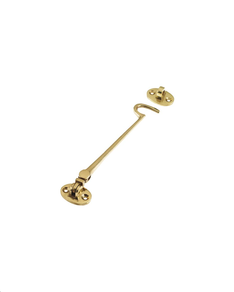 CABIN HOOK SILENT PATTERN 200MM (8") POLISHED BRASS