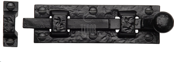 TUDOR BALL END STRAIGHT DOOR BOLT 102MM (4") BLACK ANTIQUE