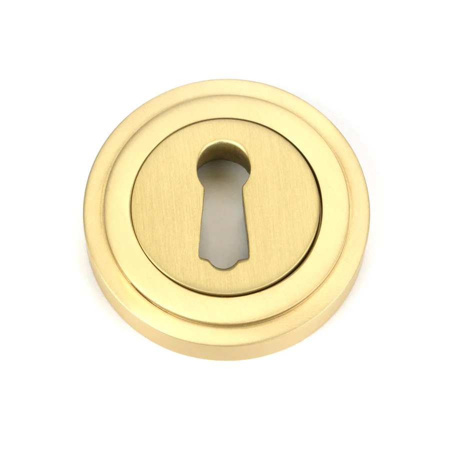FTA 50873 SATIN BRASS ROUND ESCUTCHEON (ART DECO)