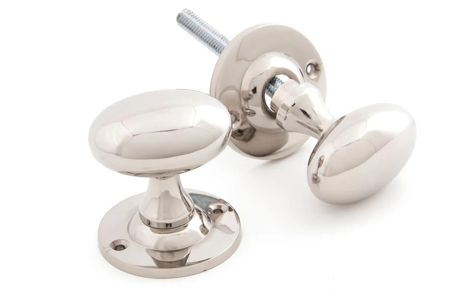 FTA 83629 POLISHED NICKEL OVAL MORTICE/RIM KNOB SET
