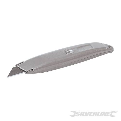 ALUMINIUM RETRACTABLE KNIFE (WITH INTEGRAL BLADE STORAGE) - SILVER