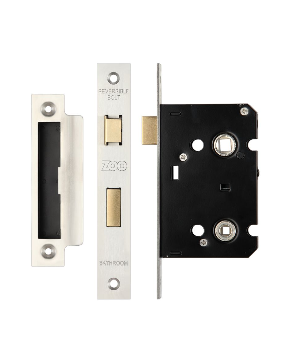 CONTRACT BATHROOM MORTICE SASHLOCK 64MM (2 1/2") SATIN STAINLESS STEEL