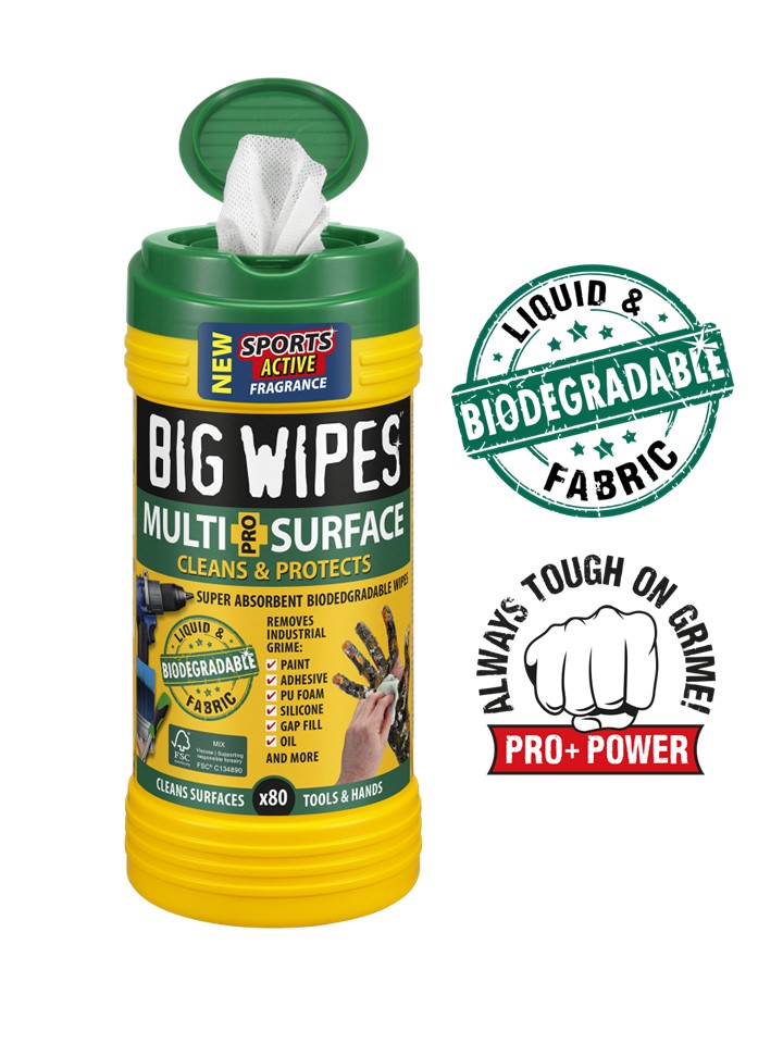 BIG WIPES HEAVY-DUTY CLEANING WIPES BIODEGRADABLE (DISPENSER OF 80)