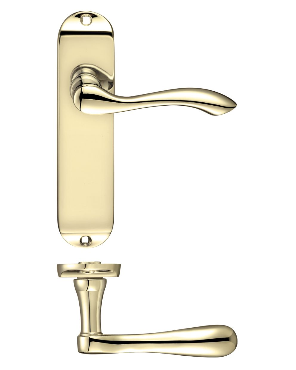 PROJECT ARUNDEL LEVER LATCH ON PLATE POLISHED BRASS