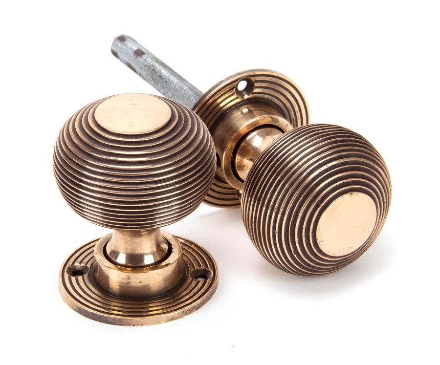 FTA 91926 POLISHED BRONZE HEAVY BEEHIVE MORTICE/RIM KNOB SET