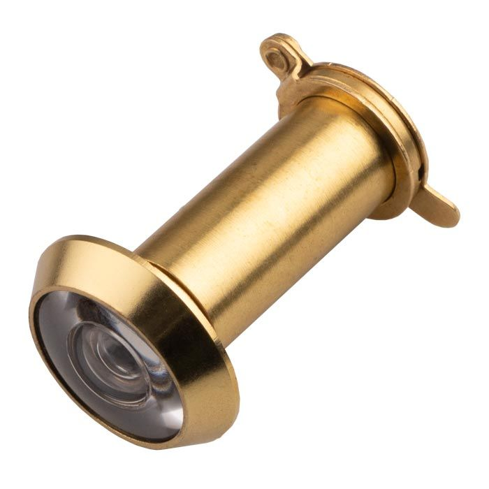 DOOR VIEWER 180 DEGREE - PLASTIC LENS 13.7MM DIA POLISHED BRASS