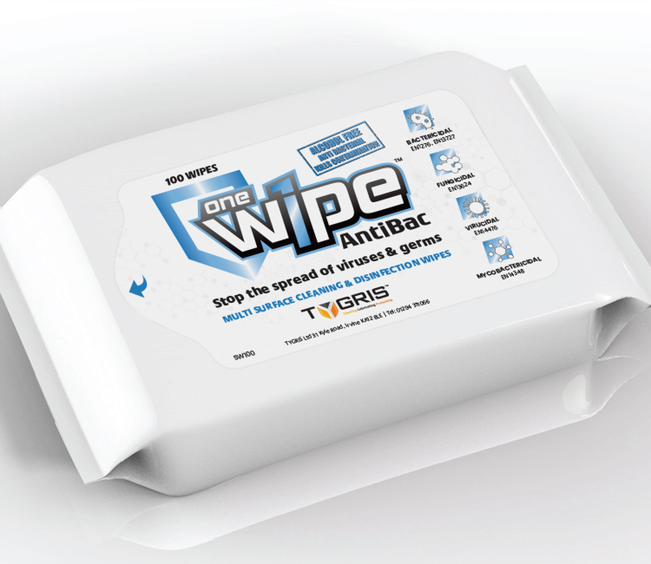 ONEWIPE ANTIBAC INDUSTRIAL SURFACE WIPES (PACK OF 100 LARGE WIPES)