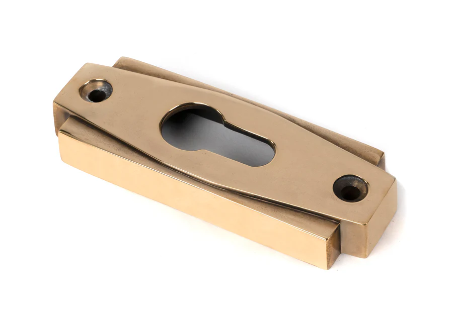 FTA 51198 AGED BRASS ART DECO EURO ESCUTCHEON (SET)