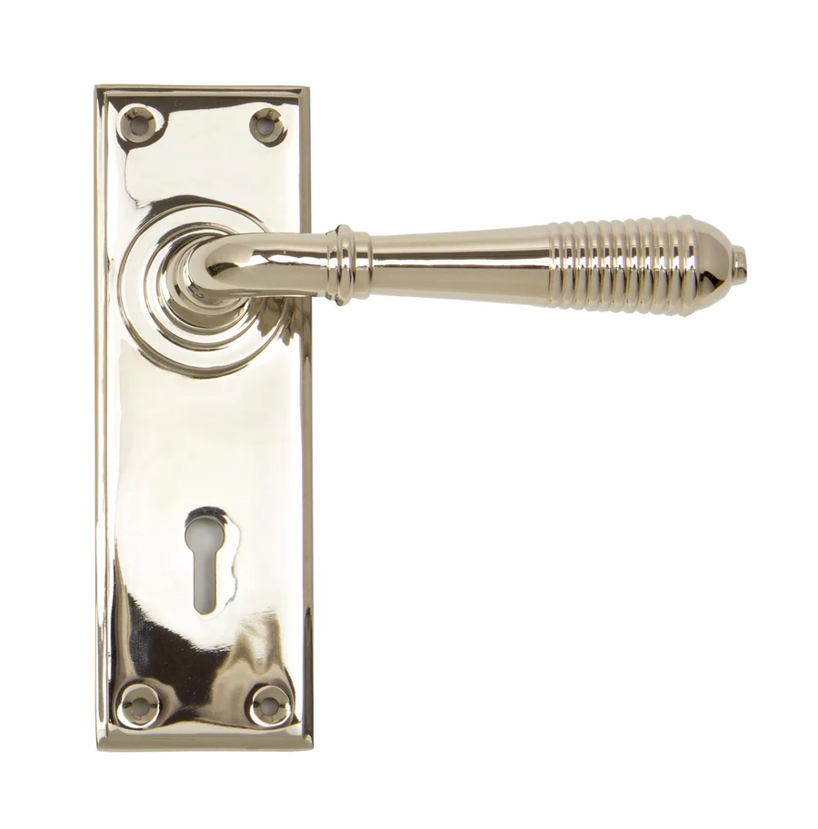 FTA 33324 POLISHED NICKEL REEDED LEVER LOCK SET