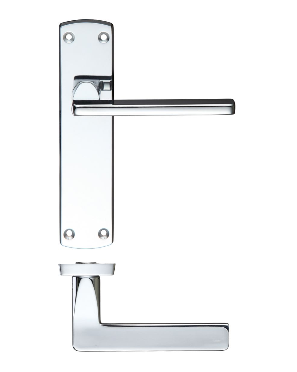LEON LEVER ON PLATE LATCH POLISHED CHROME