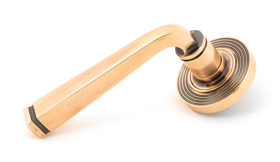 FTA 46095 POLISHED BRONZE AVON ROUND LEVER ON ROSE SET (BEEHIVE)