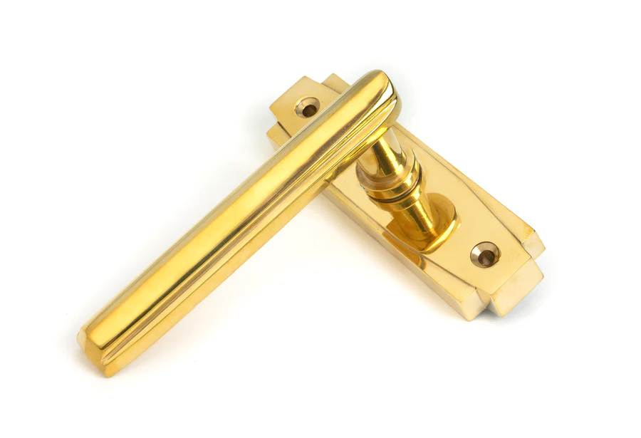 FTA 51191 POLISHED BRASS ART DECO LEVER ON ROSE SET