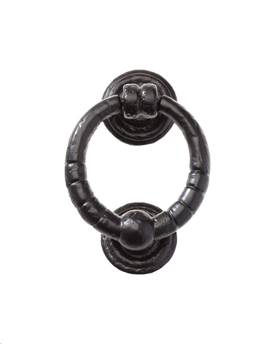 RING DOOR KNOCKER ON ROSE 125MM (5") BLACK ANTIQUE