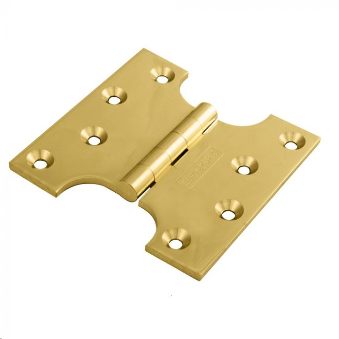 SOLID DRAWN PARLIAMENT HINGE 102 X 102 X 4MM (4" X 4") POLISHED BRASS (PAIR)