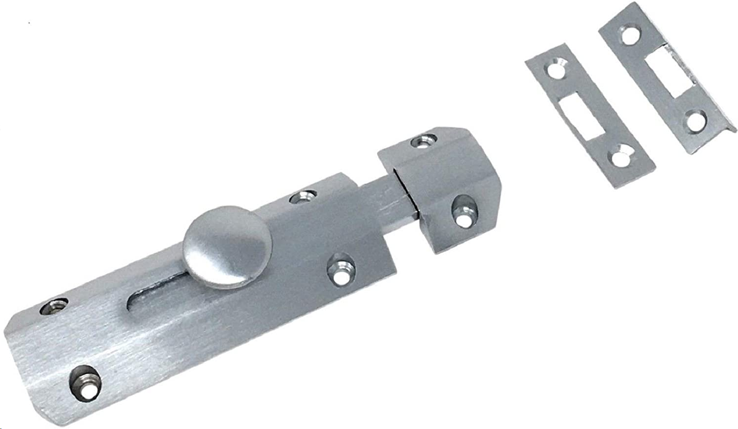 SURFACE BOLT (WITH EXTRUDED, FLAT & ANGLE KEEP) 202 X 36MM SATIN CHROME