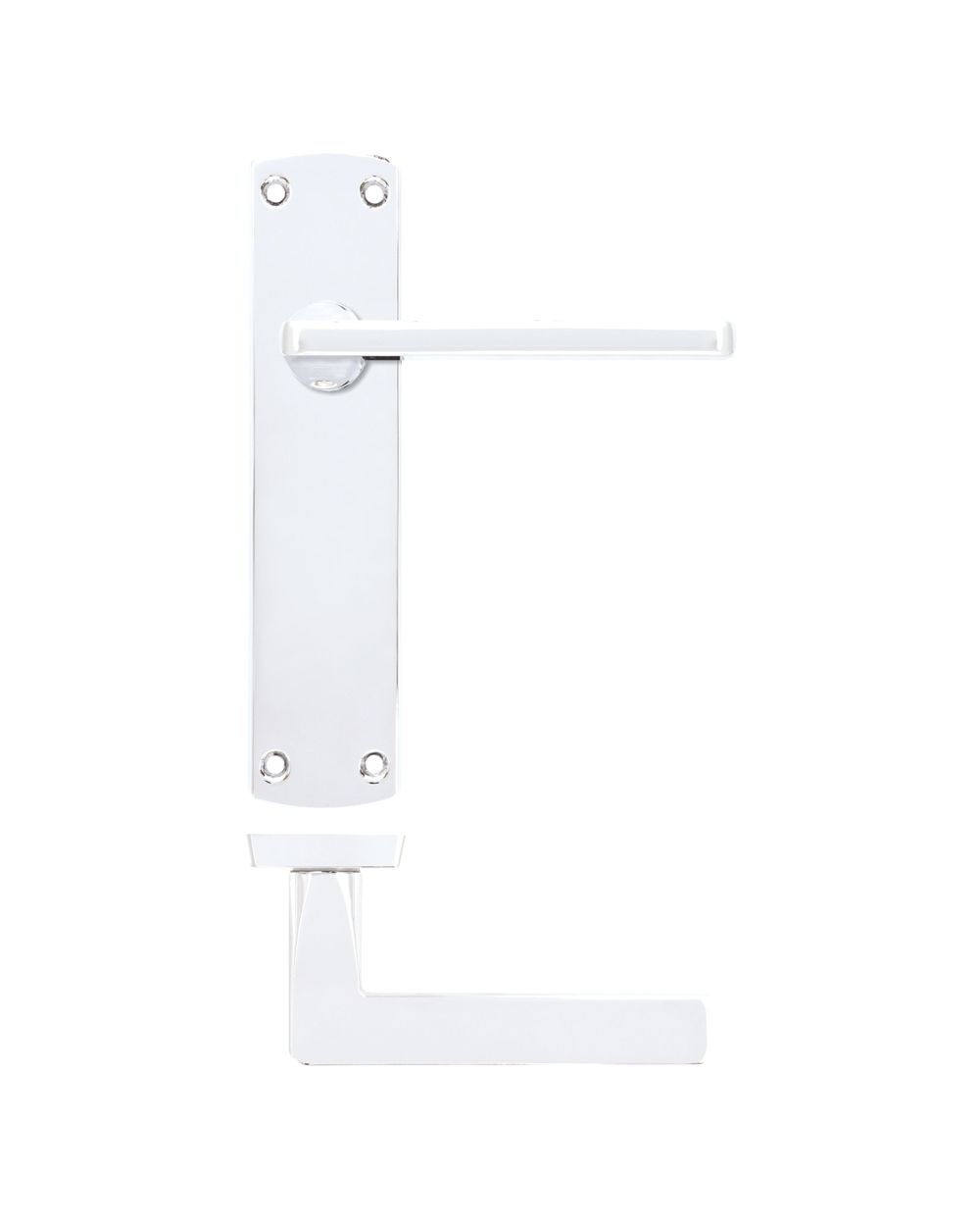 LEON LEVER ON LATCH BACKPLATE SATIN CHROME
