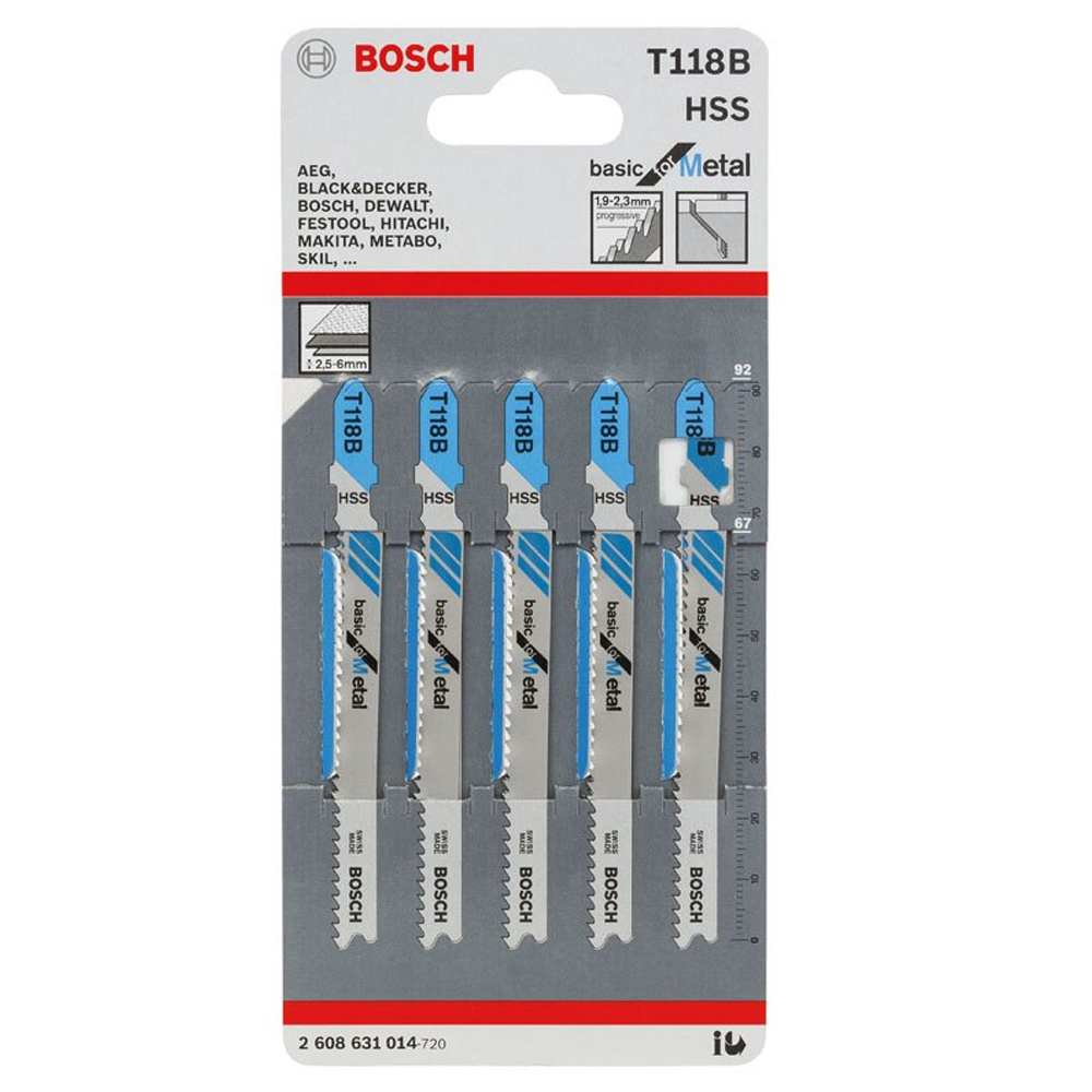 JIGSAW BLADES - BASIC FOR METAL T118B (PACK OF 5)