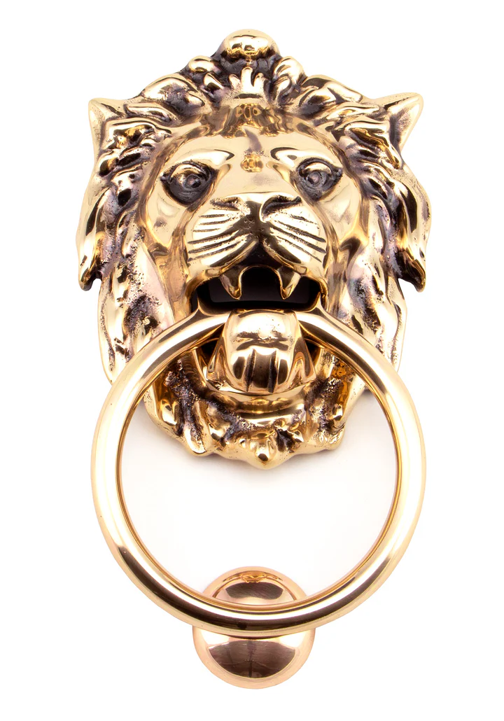FTA 91999 POLISHED BRONZE LION HEAD DOOR KNOCKER
