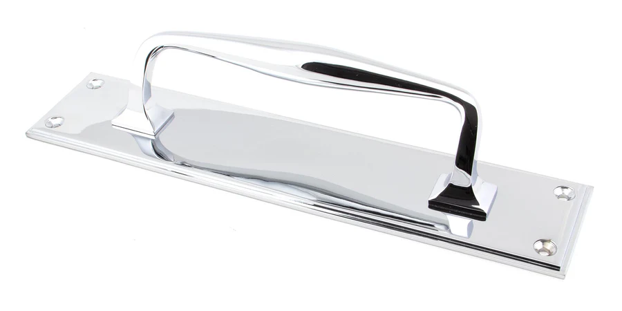 FTA 45380 POLISHED CHROME 300MM ART DECO PULL HANDLE ON BACKPLATE