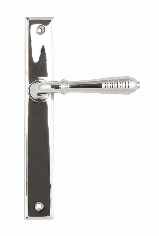 FTA 45426 POLISHED CHROME REEDED SLIMLINE LEVER LATCH SET